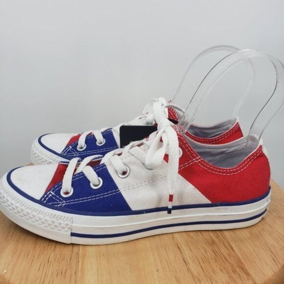 CONVERSE All Star Ox Sneakers Fly Your Colors America RWB Wide Stripe M4 W6 NWT - Picture 5 of 12